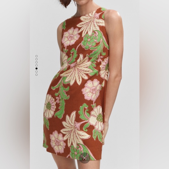 MANGO— Linen Printed Mini Dress - Picture 3 of 4